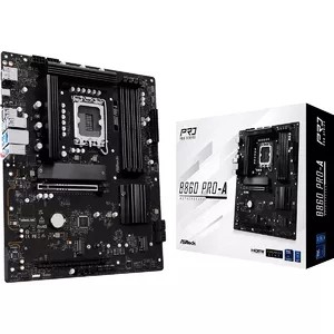 Mātesplate ASRock B860 Pro-A — Intel B860 ATX, LGA 1851, DDR5, 4x DIMM, 256 GB, 2.5Gb LAN, 1x M.2, 4x SATA III