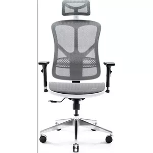 Ergonomic Office Chair Diablo Chairs V-Basic White-Grey — adjustable height and recline, armrests, lumbar support