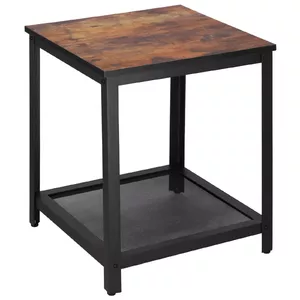 Kafijas galds Springos HF0026 45x45x55 cm loft stils melni-brūns