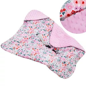 Baby wrap Springos SB0052 reversible blanket with hood, floral design