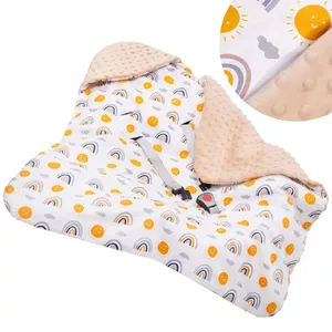 Baby wrap Springos SB0051 reversible blanket with hood beige/multicolor 77×77 cm