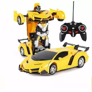 Toy Car and Robot Convertible LEANToys Auto Robot 2w1 Pilot R/C with Light and Sound, Yellow