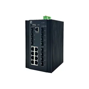Managed Industrial Switch LEVELONE IGX-2072 — 20 ports: 8×1GbE RJ45, 8×1GbE SFP, 4×1/2.5/10GbE SFP+, DIN-rail, -40°C–80°C