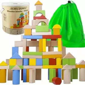 Wooden Building Blocks Set, Kruzzel — 100 pieces, model 22666
