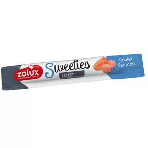 Лакомство для собак ZOLUX Sweeties Salmon and Chicken 14 г — мягкие диетические тренировочные кусочки, без глютена и сои, туба