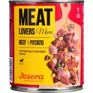 Влажный корм для собак JOSERA Meatlovers Menu Beef with Potatoes 800g — полнорационный консервированный корм для взрослых собак