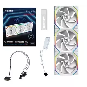 Lian Li UNI FAN SL Wireless 120 korpusa ventilators 120 mm balts, 3 gab. komplekts ar šķidruma dinamisko gultni