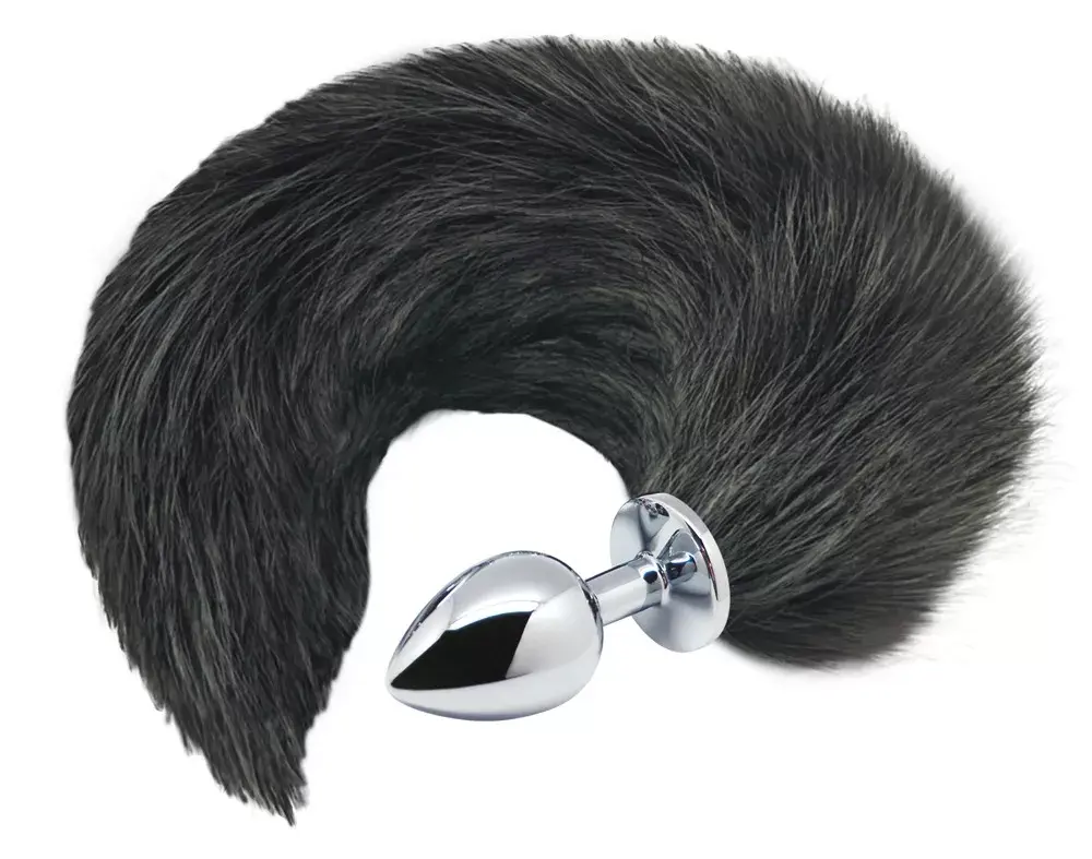 Анальная пробка Alive Silicone Black & White Fox Tail Photo 2