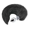 Анальная пробка Alive Silicone Black & White Fox Tail Photo 2