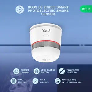 Wireless Smoke Detector Nous TUYA ZigBee with 85 dB Siren NOUS-E8