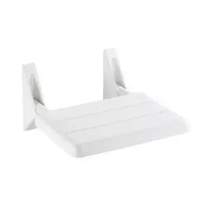 Shower stool Wenko Secura — plastic bathing stool, white seat, max load 120 kg, W320×D360 mm