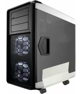 Under-desk CPU holder Q-Connect KF02197 — white, for desktop chassis, adjustable 132–220 mm, width 270 mm, depth 260 mm, max 15 kg