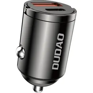 Car charger Dudao R3MAX 48W QC PD Mini — 48W fast car USB charger, black