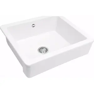 Ceramic farmhouse sink deante ZCB_610H 1-bowl white