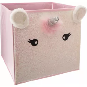 Toy Storage Basket Gree Unicorn – Textile Toy Bin, Portable Soft Storage