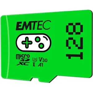 Flash Memory EMTEC 128GB SD microSDXC Adapter CL10 UHS-3 v30 Green100MB/s ECMSDM128GXCU3G