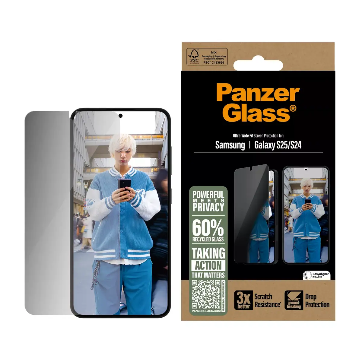 Privātuma ekrāna aizsargstikls PanzerGlass Samsung Galaxy S25 Photo 2