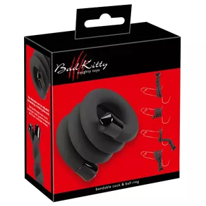 Adjustable bendable cock and ball ring Bad Kitty — silicone‑coated metal rod, total length 54 cm, Ø 1.3 cm