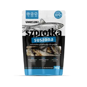 Лакомство для собак UNISZKI Сушеная шпрота 40 г – монопротеиновое рыбное угощение, подходит всем породам