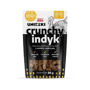 Лакомство для собак UNISZKI Crunchy Turkey с шавлею и крапивой 80 г — без злаков, без сахара и консервантов, для зубов