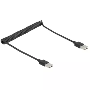 Coiled Cable DeLOCK EASY-USB 2.0 Type-A male to Type-A male 0.5m to 0.8m black