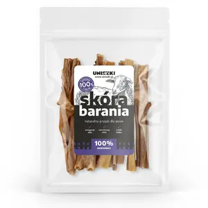 Лакомство для собак UNISZKI Sheep Skin 100 г — гипоаллергенная овечья жевательная закуска, 100 г, белок 50,79%, жир 36,37%