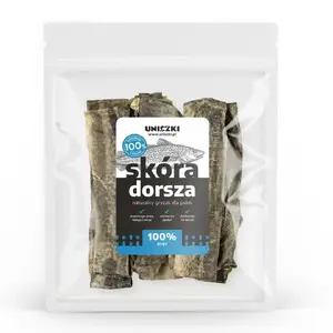 Лакомство для собак UNISZKI Cod Skin 100 г — моно-протеиновая закуска из тресковой кожи, 100 г в саше