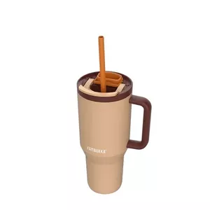 Termokrūze Kambukka Rio Almond Dream 950 ml ar rokturi un teleskopisku salmiņu, 18/8 nerūsējošais tērauds, vakuuma izolācija