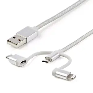 StarTech.com USB Multi Charging Cable 1m USB A Micro-USB USB-C Lightning