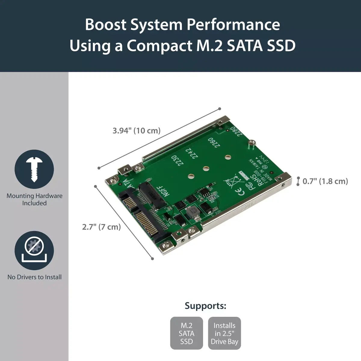 M.2 SATA SSD uz 2.5in SATA adapteris StarTech.com SAT32M225 Photo 6