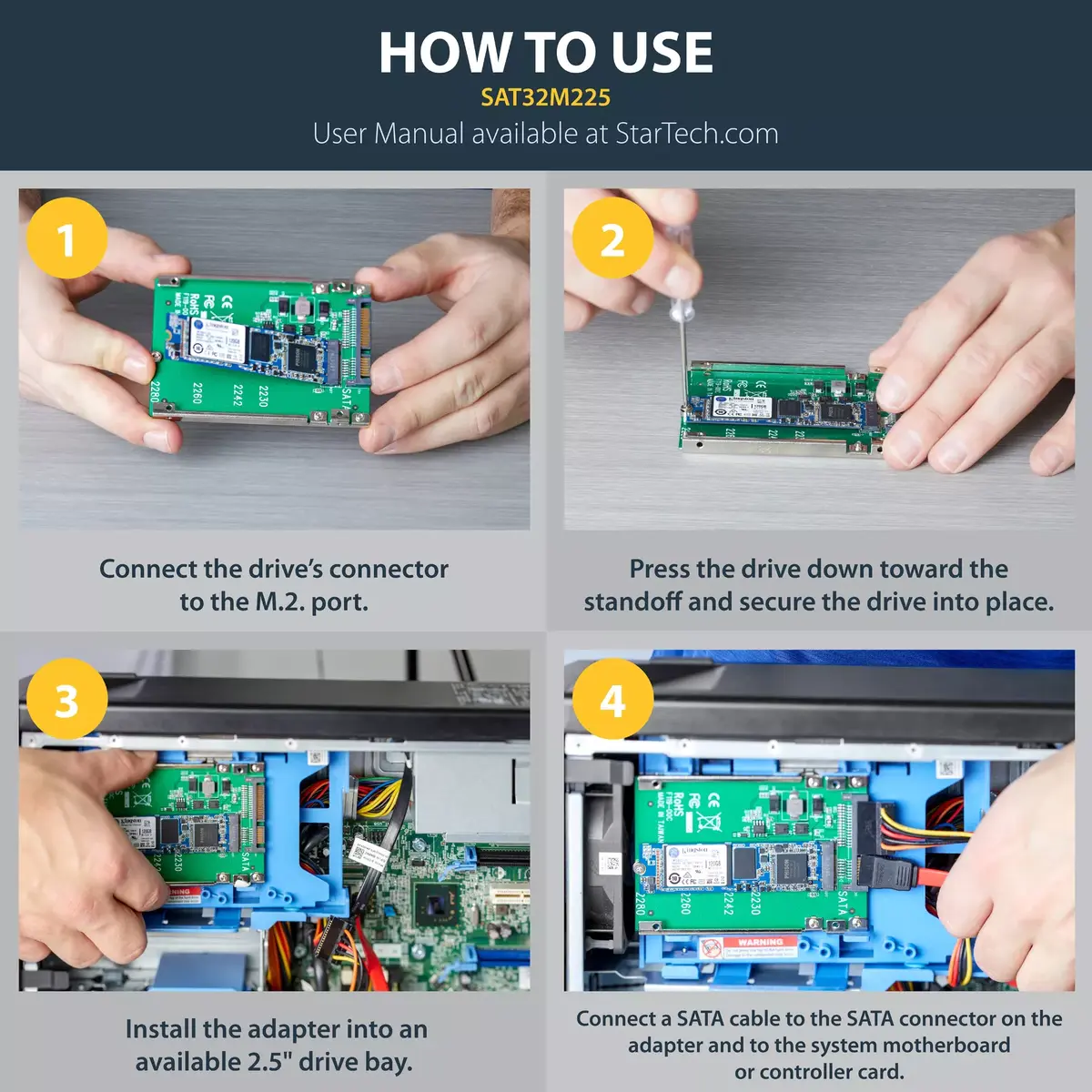 M.2 SATA SSD uz 2.5in SATA adapteris StarTech.com SAT32M225 Photo 8