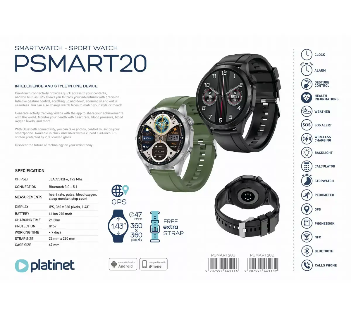 Viedpulkstenis Platinet PSMART20B Photo 6