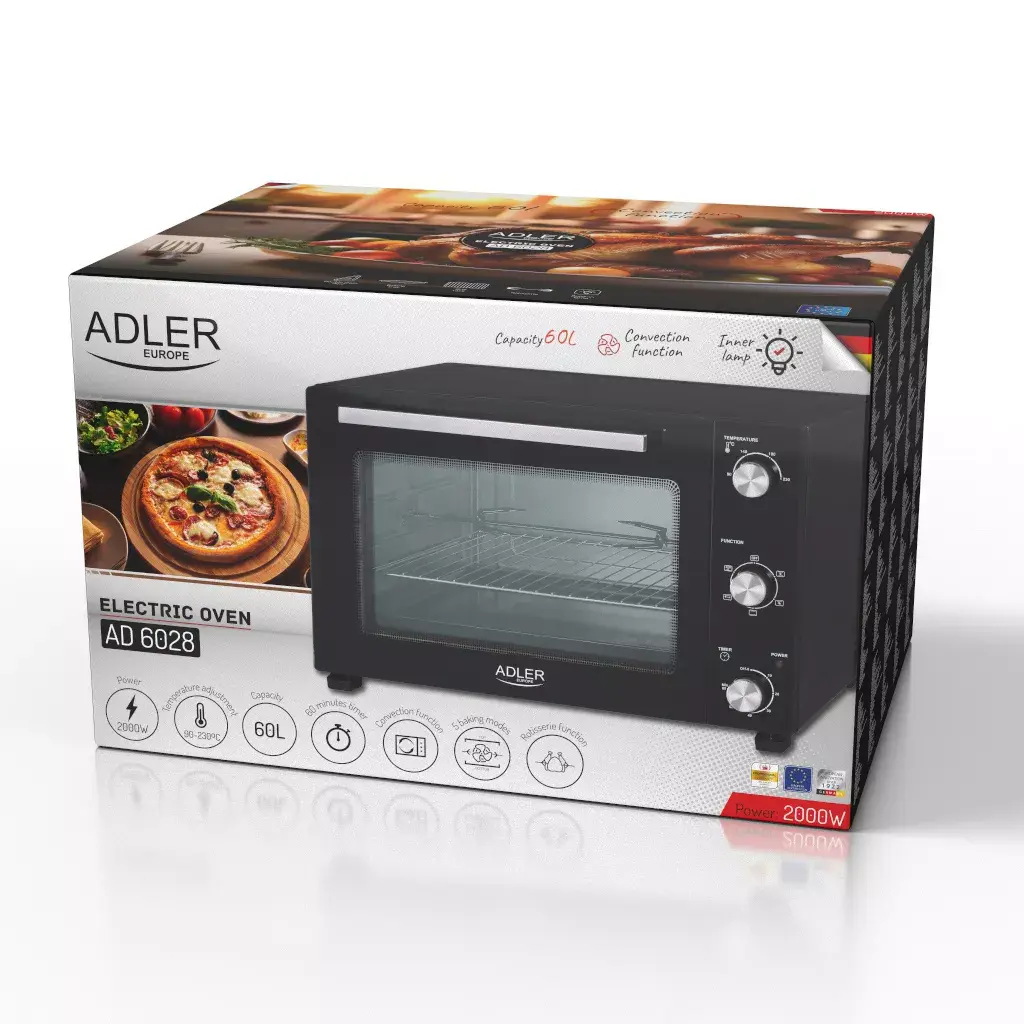 Электрическая духовка Adler AD 6028 — 60 л, 2000 Вт Photo 2