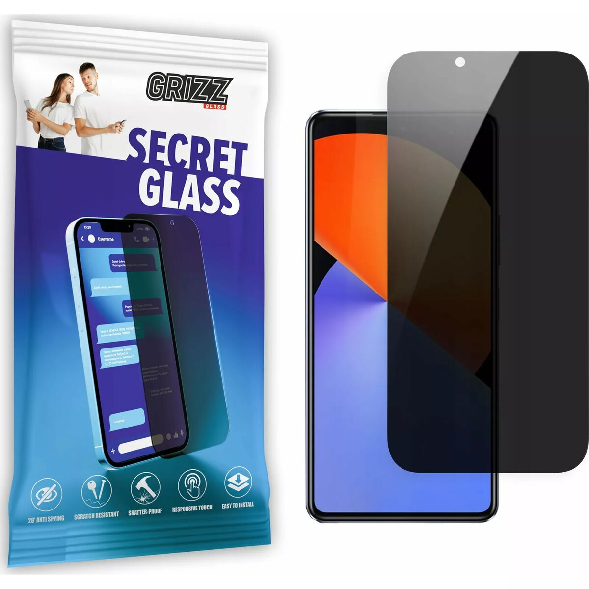 Rūdīta privātuma aizsargstikla GrizzGlass SecretGlass priekš