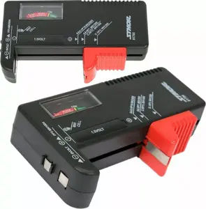 Battery tester TOYA Sthor 81700 — compact handheld tester, width 100 mm, depth 60 mm, weight 46 g