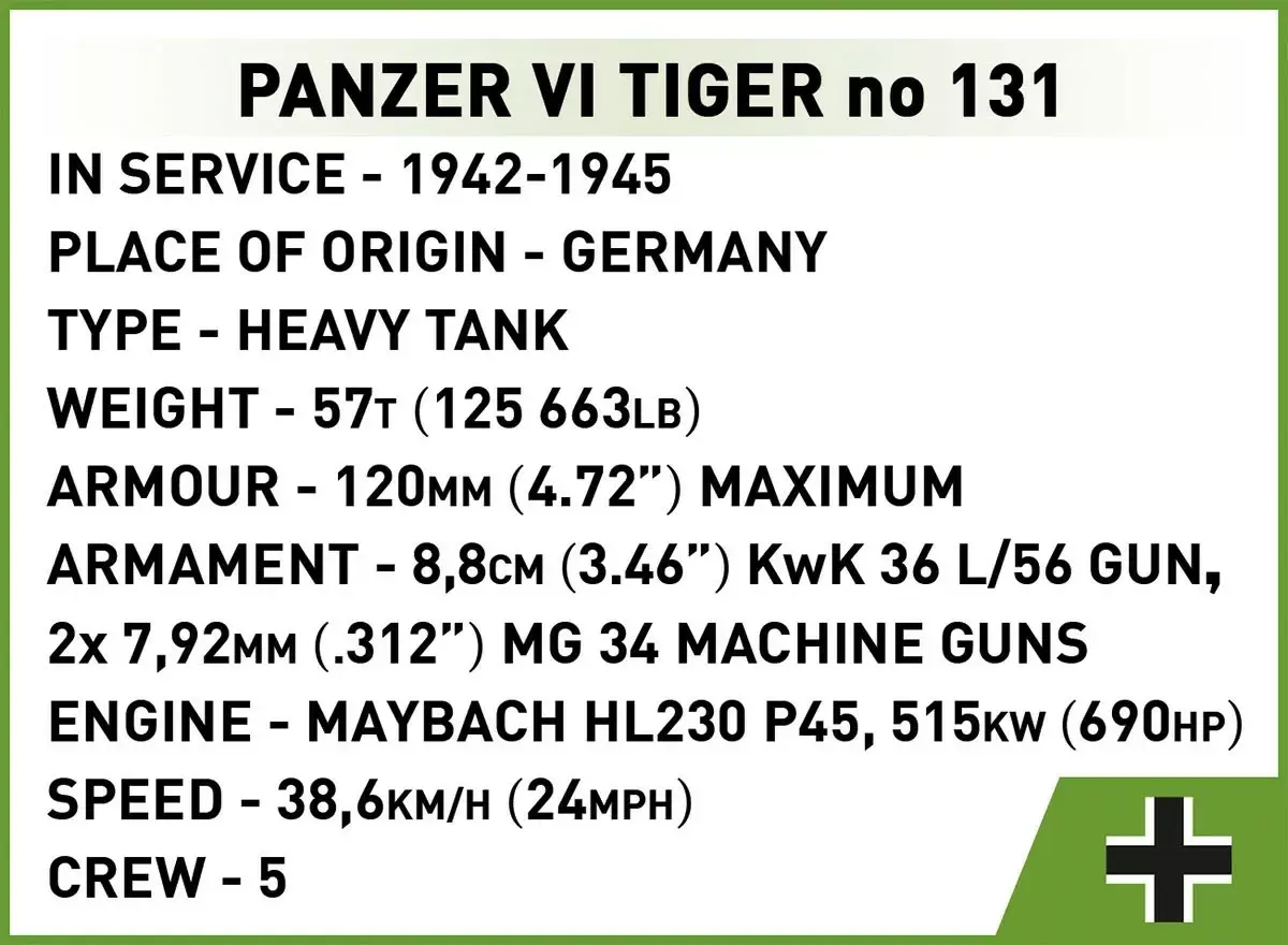 Cobi Panzer VI Tiger I komplekts 550 detaļas Photo 12