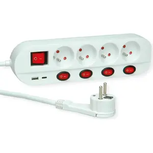 Power strip Secomp 19.07.2347 — 4x UTE sockets, individually switchable, 3 m cable