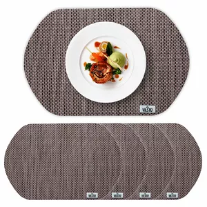 Dining table place mats VILSTO PLACEMAT-SET-4pcs-WOVEN-BR PVC heat resistant, set of 4