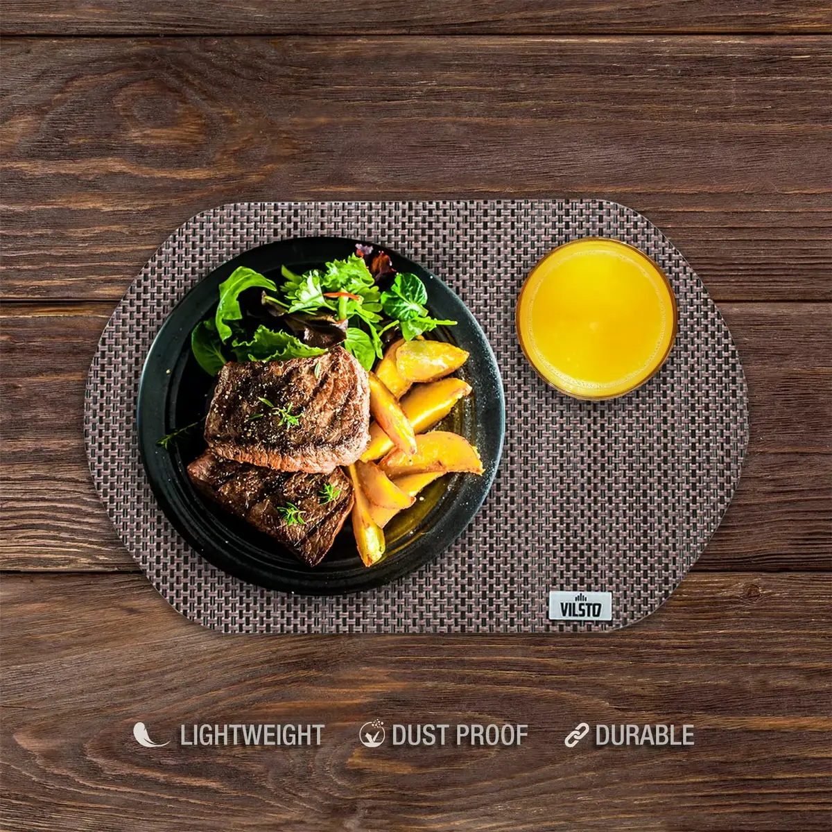VILSTO PLACEMAT-SET-4pcs-WOVEN-BR PVC подставки Photo 3