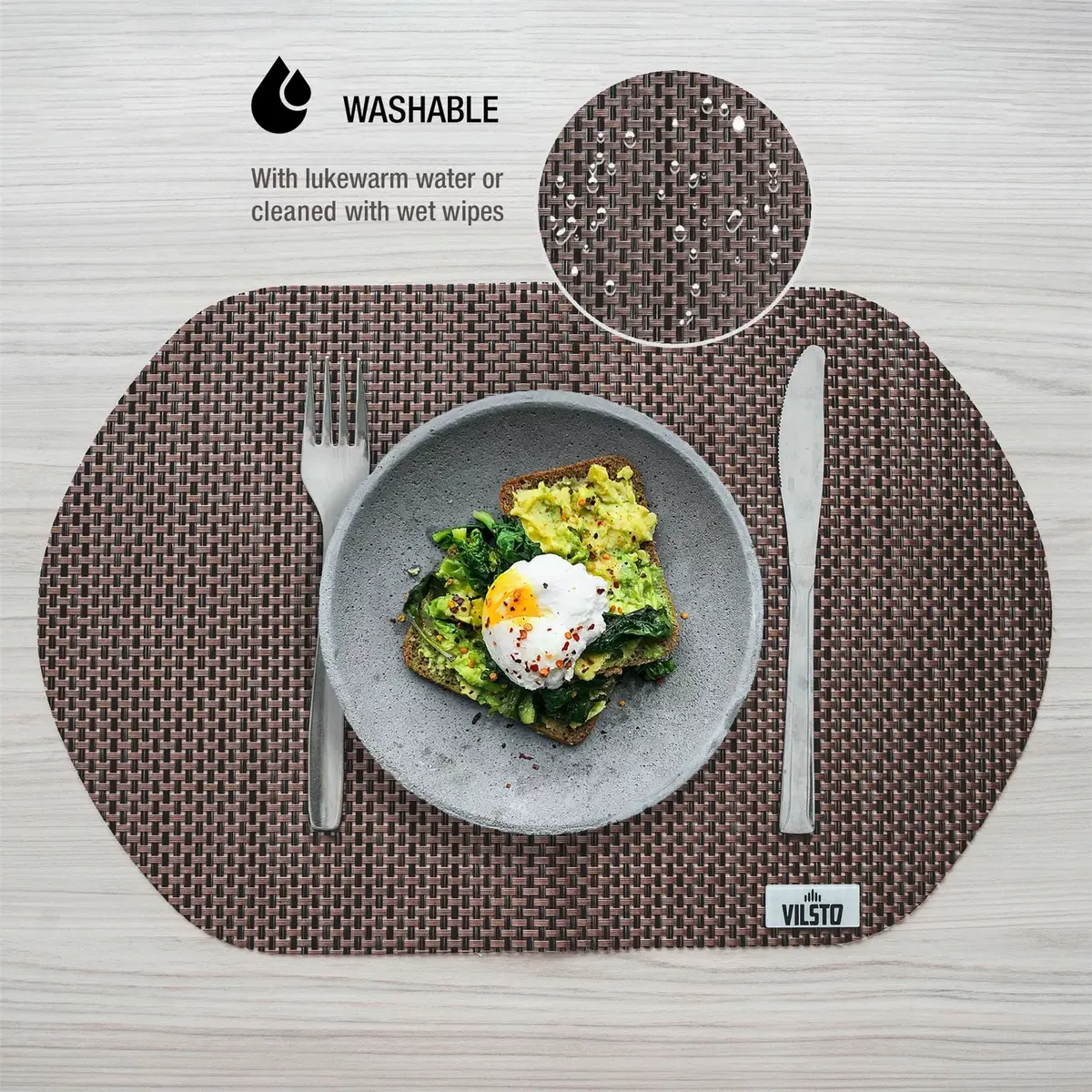 VILSTO PLACEMAT-SET-4pcs-WOVEN-BR PVC подставки Photo 4