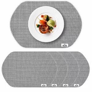Dining table placemats VILSTO PLACEMAT-SET-4pcs-WOVEN-GR PVC heat resistant, set of 4, woven pattern