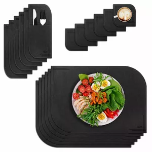 Placemat set VILSTO PLACEMAT-SET-18pcs-DGREY — felt fabric, dark grey, 18 pieces
