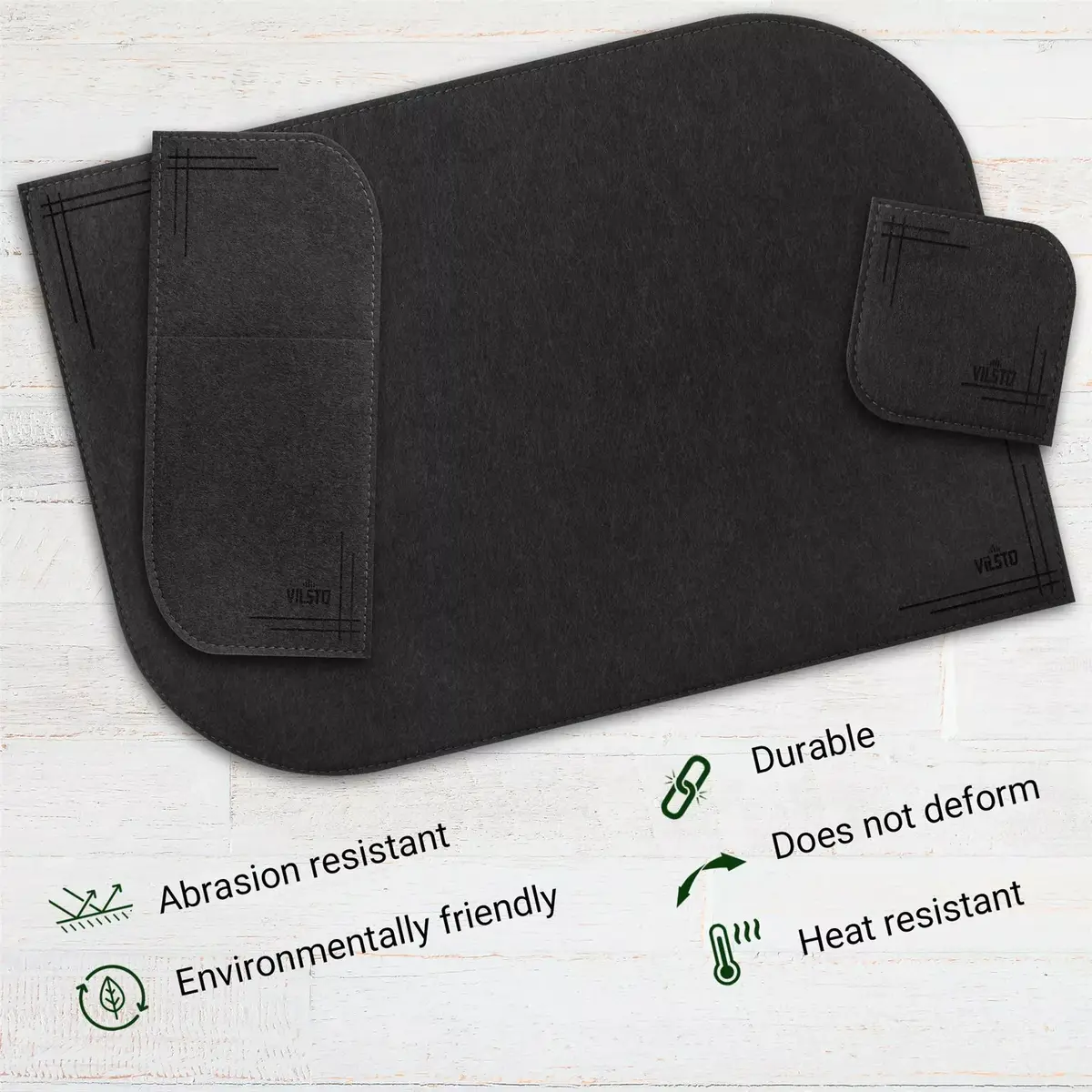 VILSTO PLACEMAT-SET-18pcs-DGREY felt placemats Photo 2