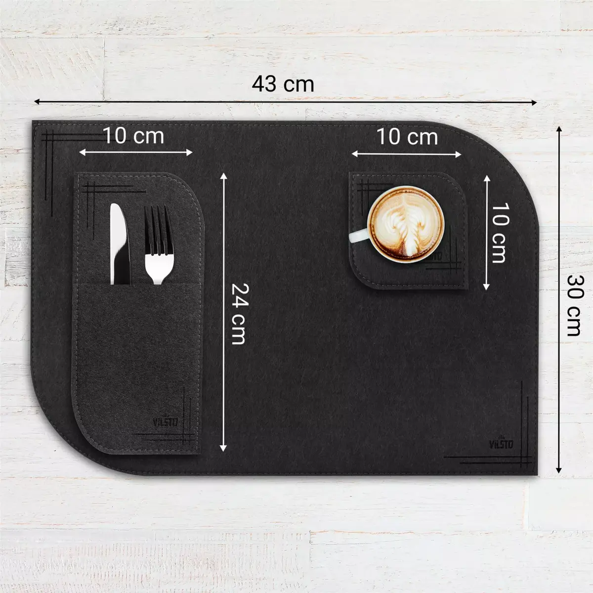VILSTO PLACEMAT-SET-18pcs-DGREY felt placemats Photo 3