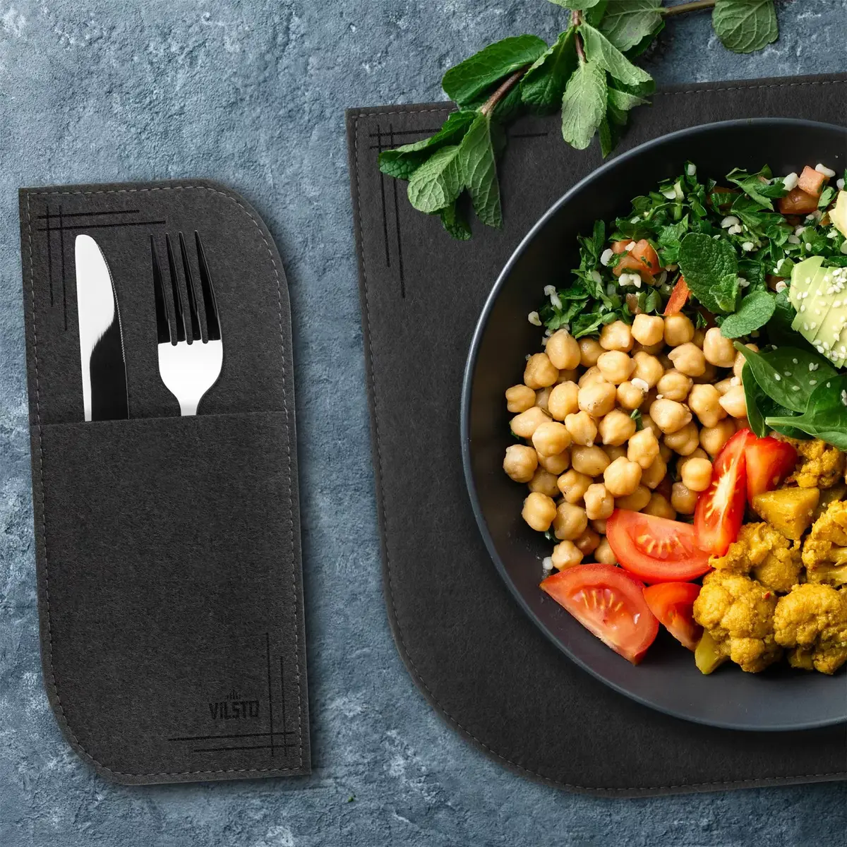 VILSTO PLACEMAT-SET-18pcs-DGREY felt placemats Photo 4