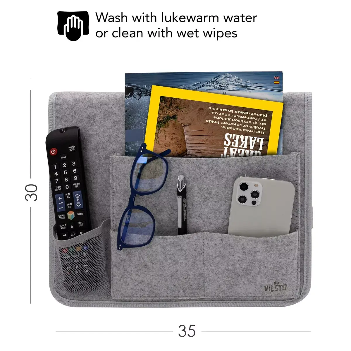 Gultas sānu kabata VILSTO BEDSIDE-POCKET-LGREY Photo 4