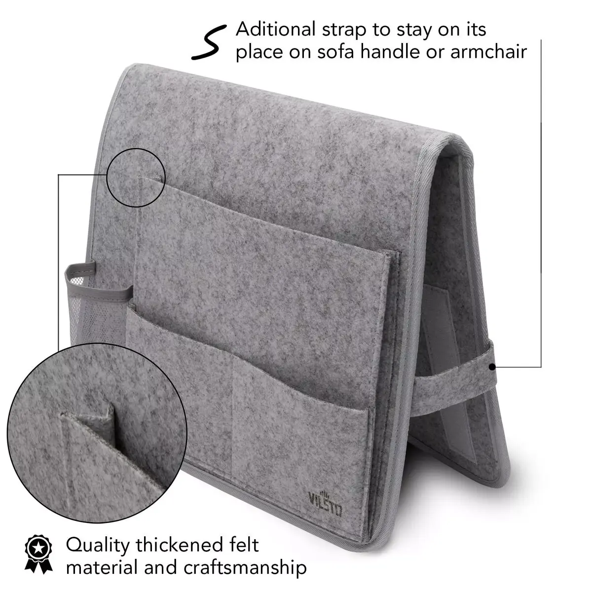 Gultas sānu kabata VILSTO BEDSIDE-POCKET-LGREY Photo 5