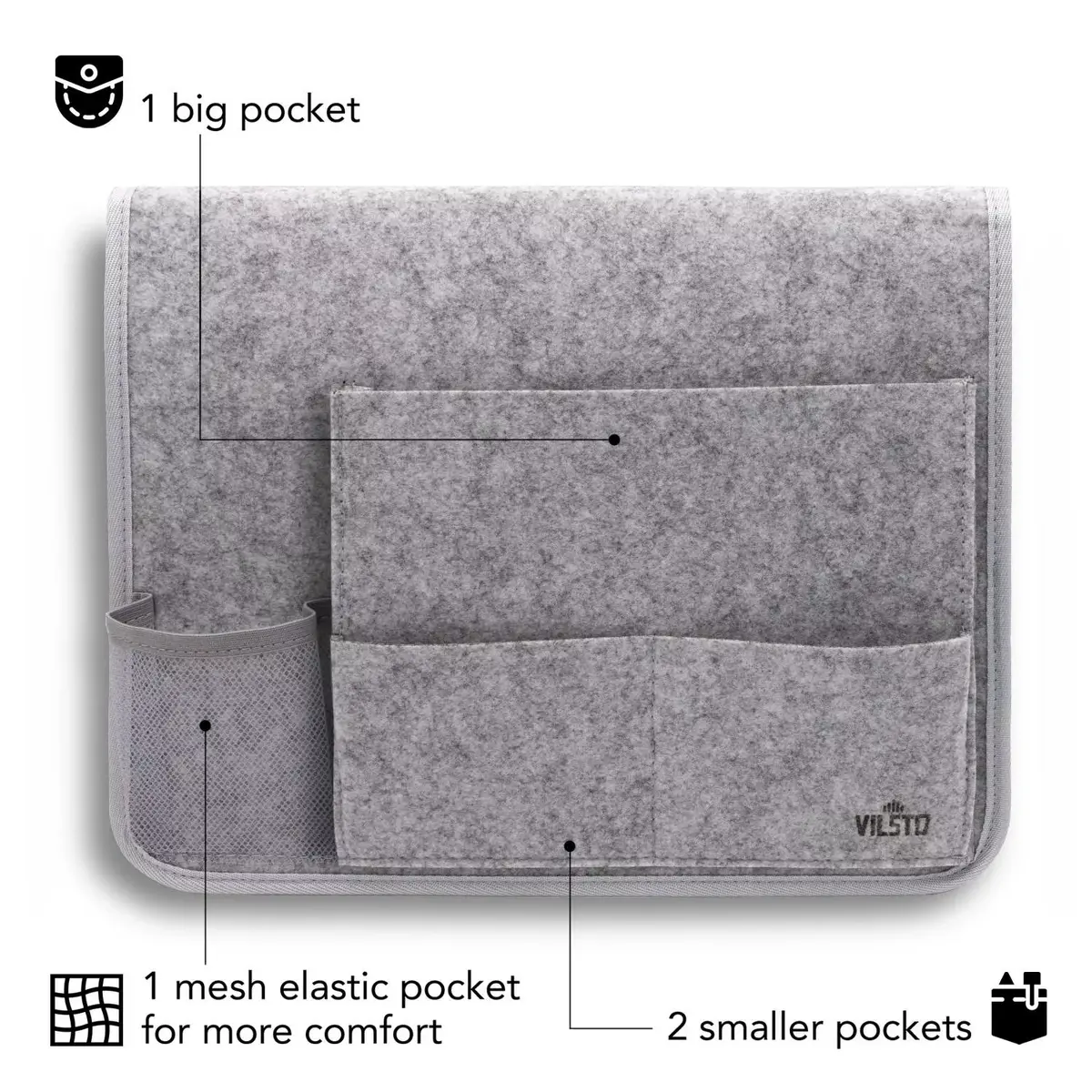 Gultas sānu kabata VILSTO BEDSIDE-POCKET-LGREY Photo 6