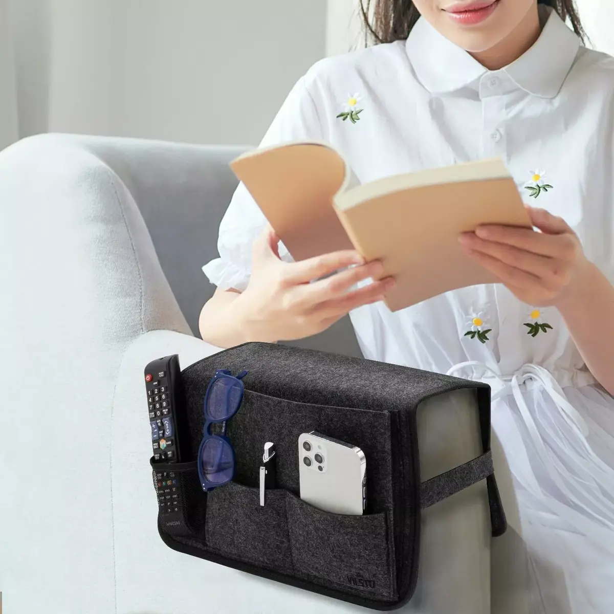 Bedside storage caddy VILSTO BEDSIDE-POCKET-DGREY Photo 3