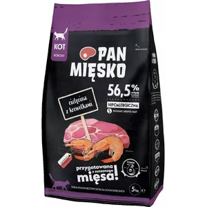 Сухой корм для кошек pan miĘsko Телятина с креветками 1,6 кг — полнорационный корм для взрослых, 39% белка, 16% жира